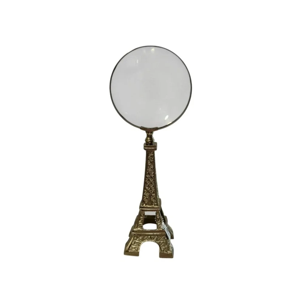 Vintage Brass Eiffel Tower Magnifying Glass Desk Office Decor Stand Paperweight